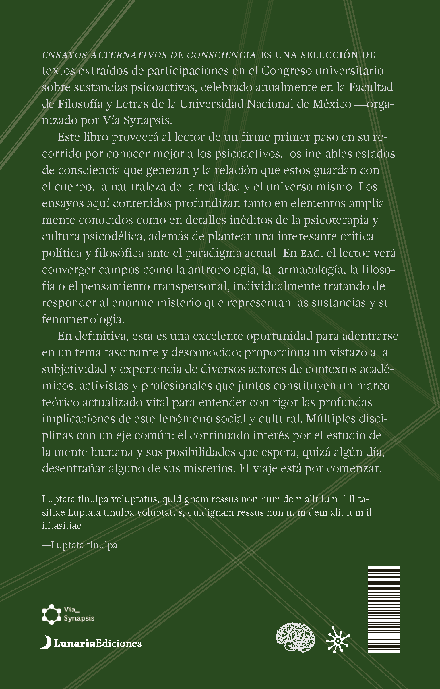 Contraportada de Ensayos Alternativos de Consciencia
